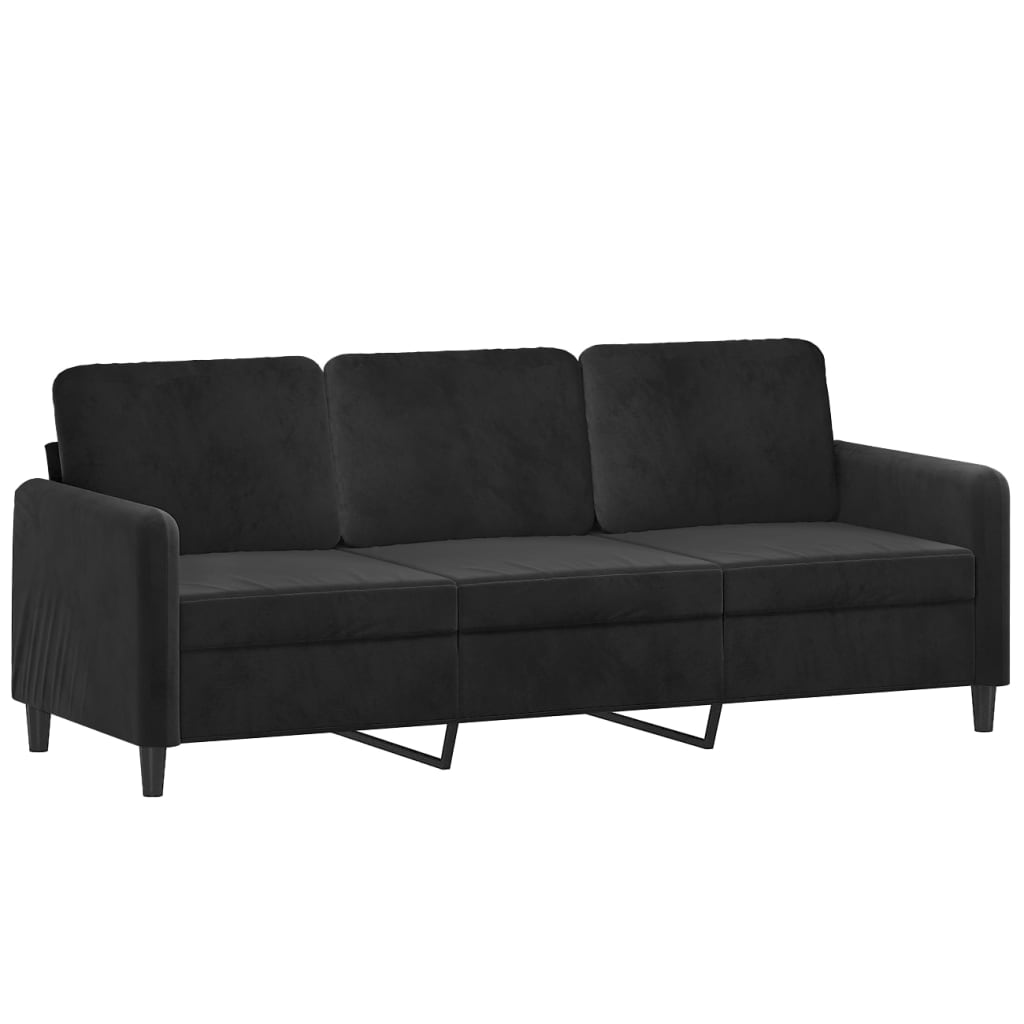 3 Piece Sofa Set Black Velvet