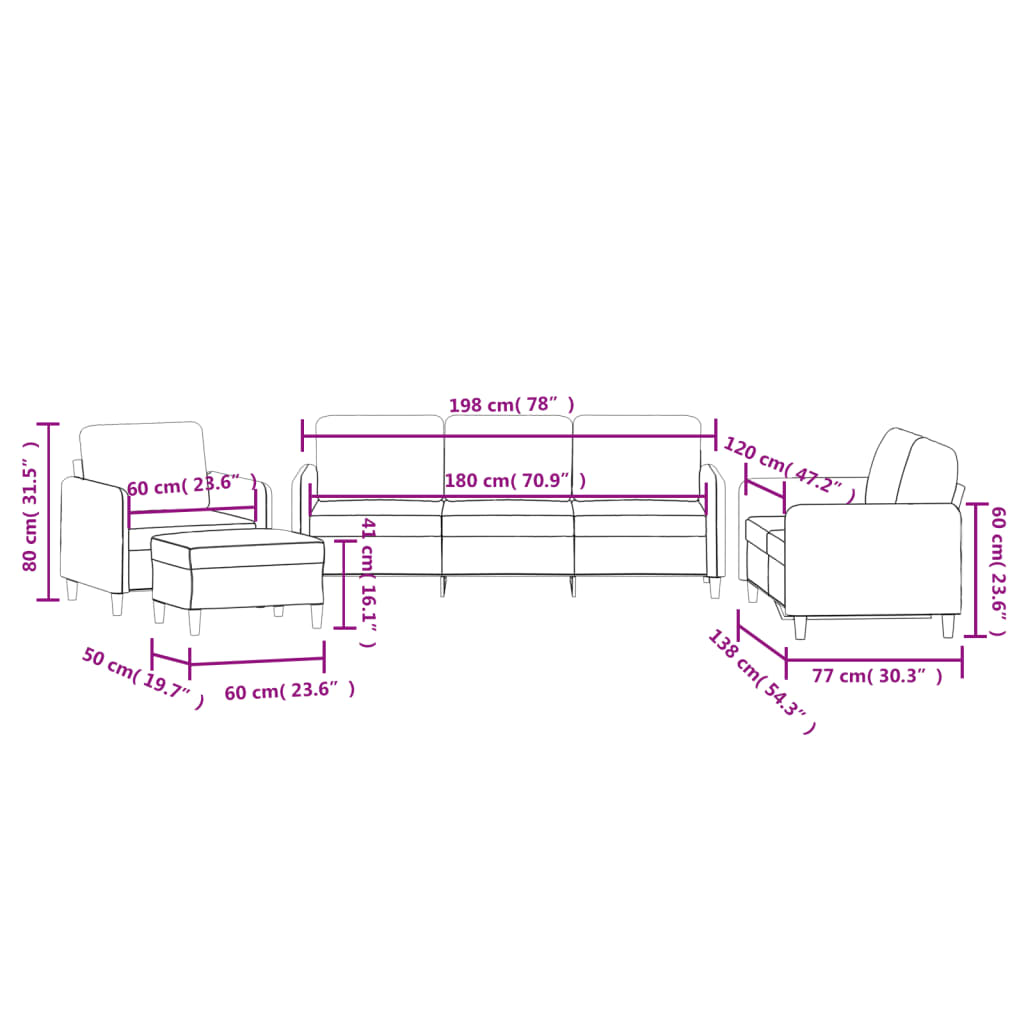 4 Piece Sofa Set Dark Grey Velvet