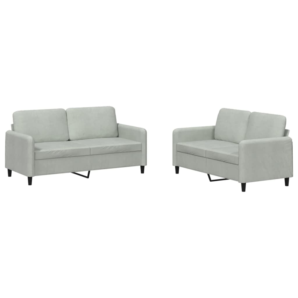 2 Piece Sofa Set Light Grey Velvet