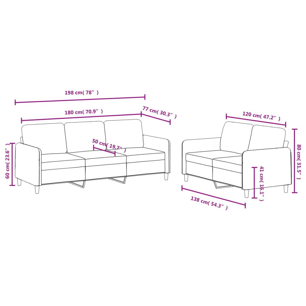 2 Piece Sofa Set Light Grey Velvet