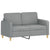 3 Piece Sofa Set with Pillows Light Grey Fabric
