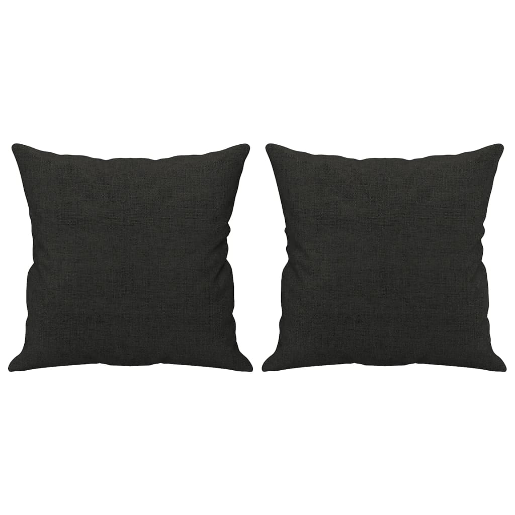 3 Piece Sofa Set with Pillows Black Fabric