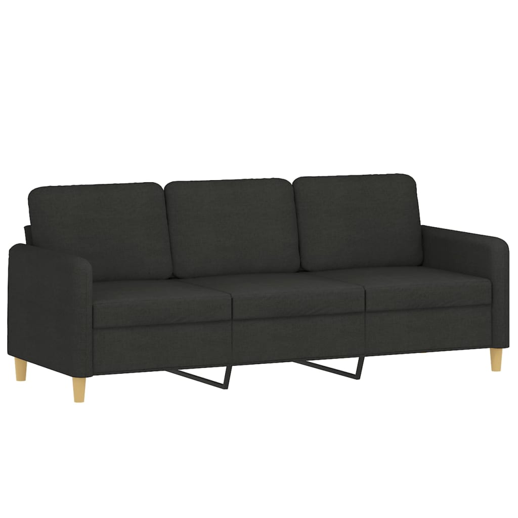 4 Piece Sofa Set with Pillows Black Fabric