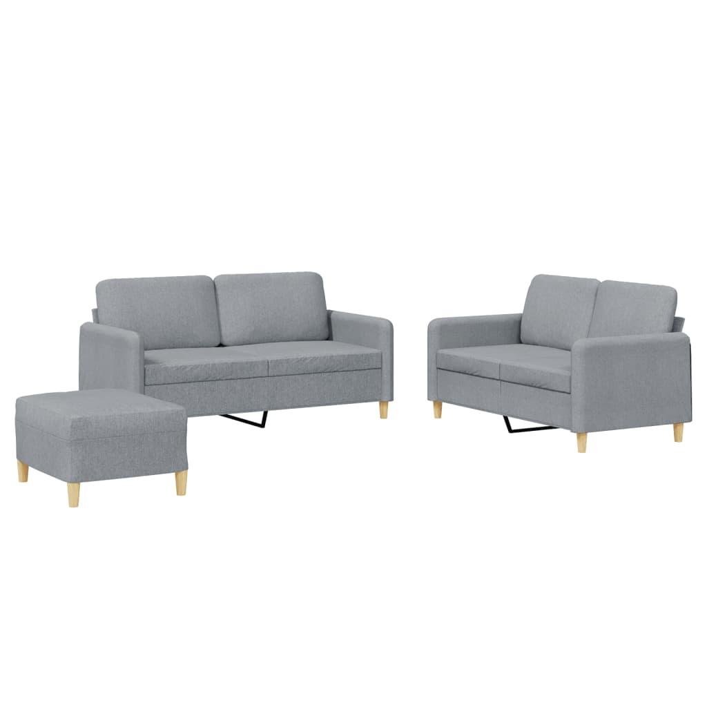 3 Piece Sofa Set with Cushions Light Grey Fabric