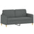 2 Piece Sofa Set with Pillows Dark Grey Fabric