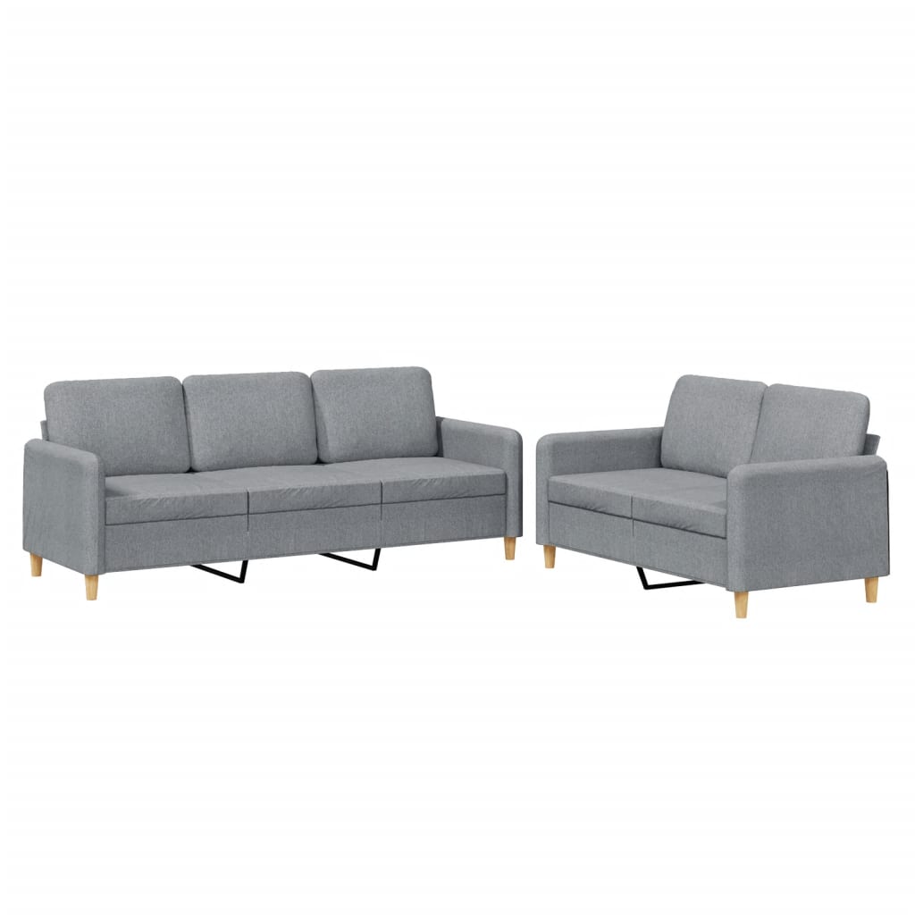 2 Piece Sofa Set with Cushions Light Grey Fabric