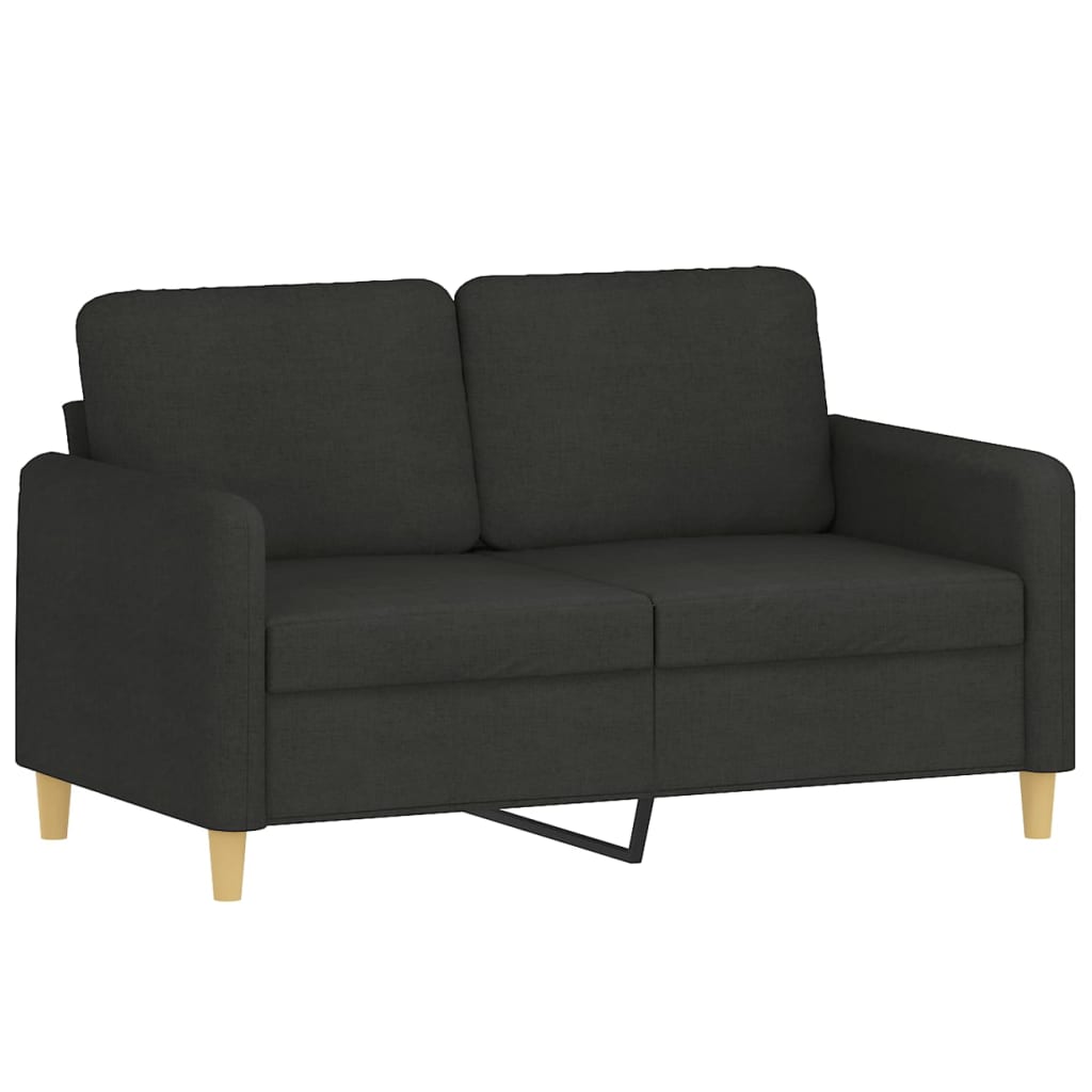 2 Piece Sofa Set with Cushions Black Fabric