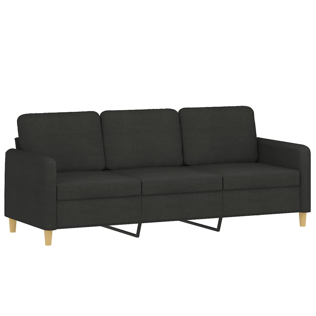 2 Piece Sofa Set with Cushions Black Fabric