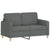 3 Piece Sofa Set with Cushions Dark Grey Fabric