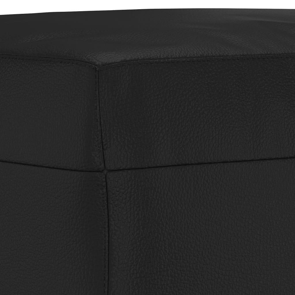 3 Piece Sofa Set with Cushions Black Faux Leather
