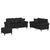 3 Piece Sofa Set with Pillows Black Faux Leather
