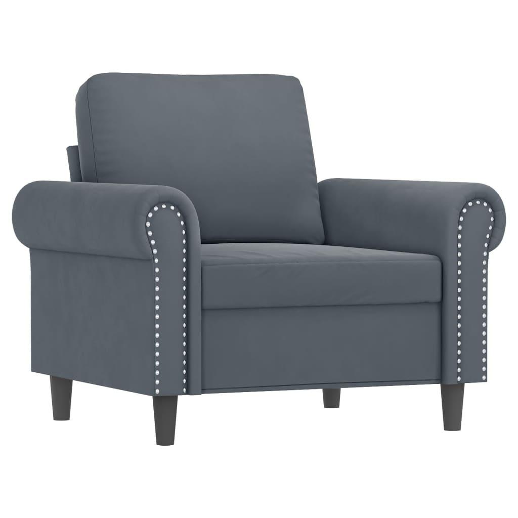 4 Piece Sofa Set with Cushions Dark Grey Velvet