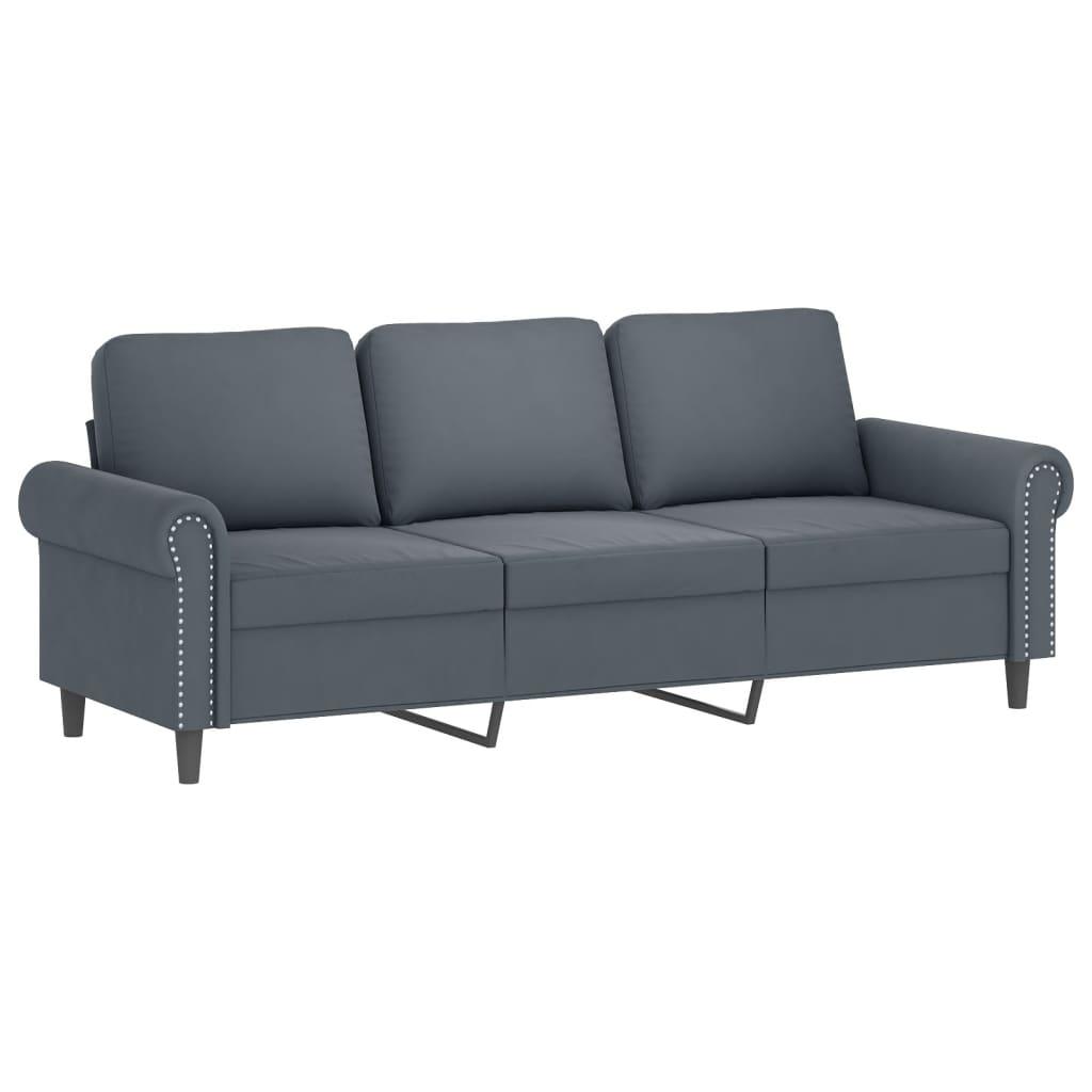 4 Piece Sofa Set with Cushions Dark Grey Velvet