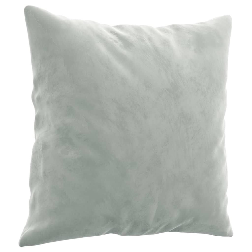 4 Piece Sofa Set with Pillows Light Grey Velvet