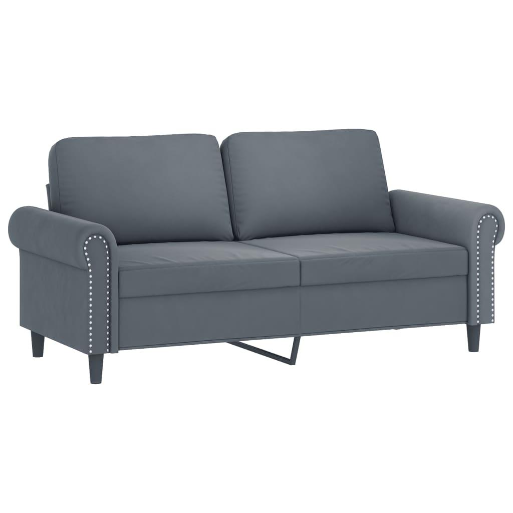 2 Piece Sofa Set with Cushions Dark Grey Velvet