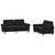 2 Piece Sofa Set with Cushions Black Velvet