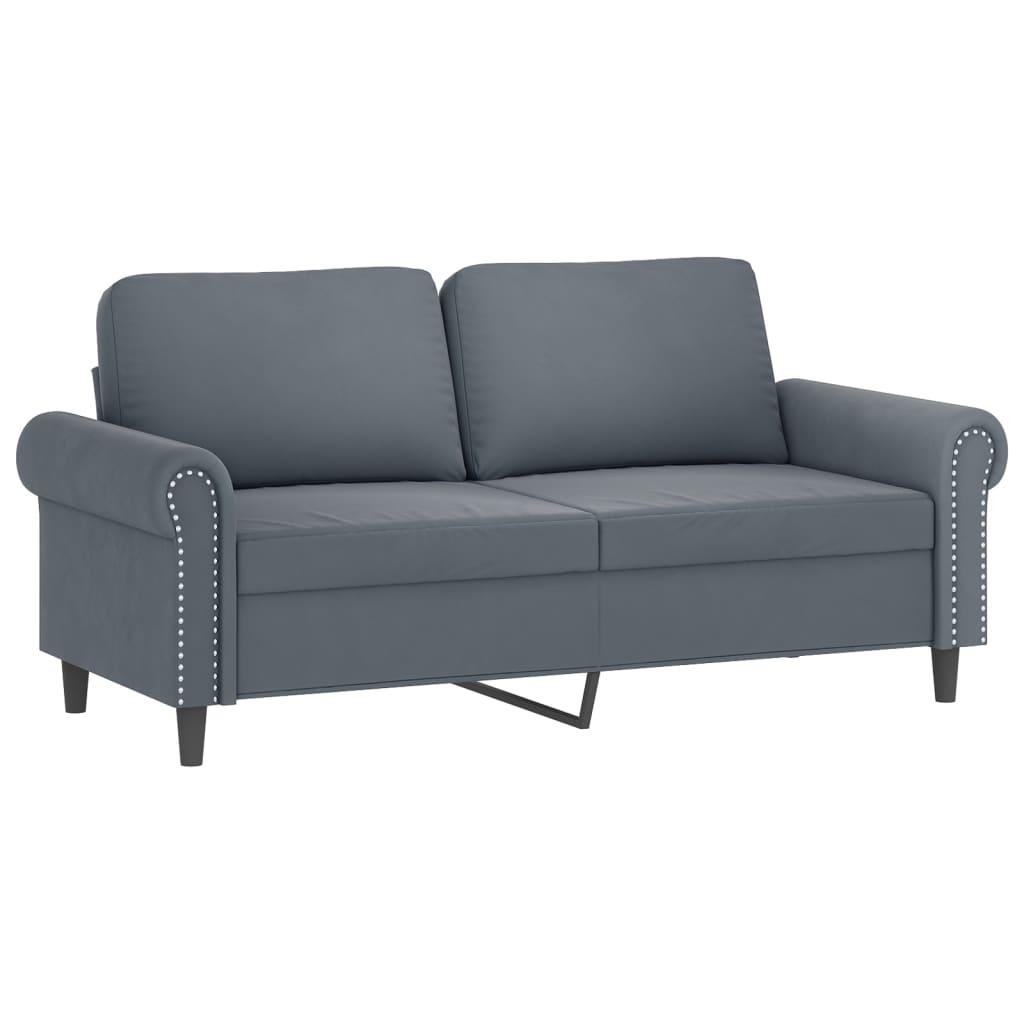 3 Piece Sofa Set with Cushions Dark Grey Velvet