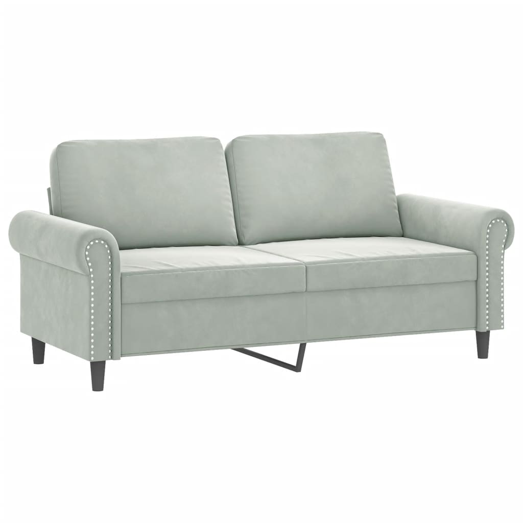 2 Piece Sofa Set with Pillows Light Grey Velvet