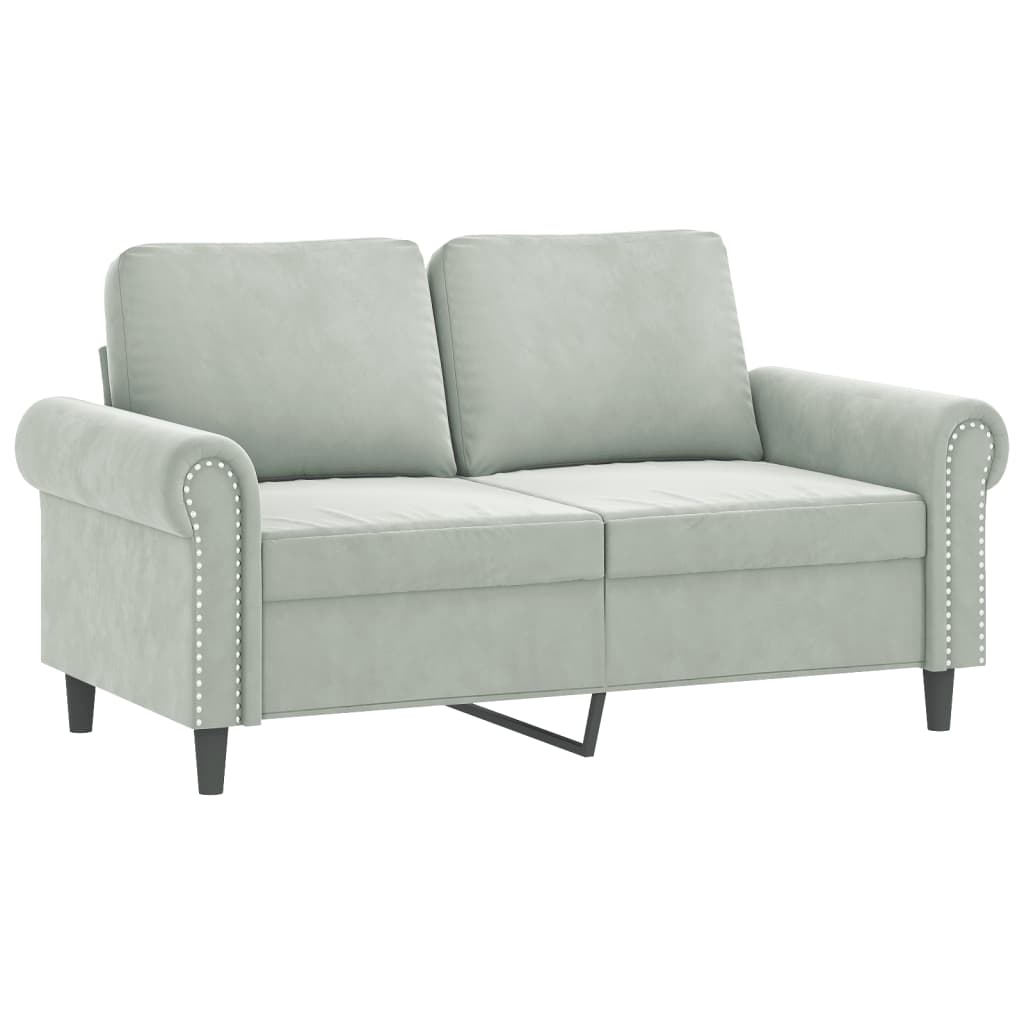 3 Piece Sofa Set with Cushions Light Grey Velvet