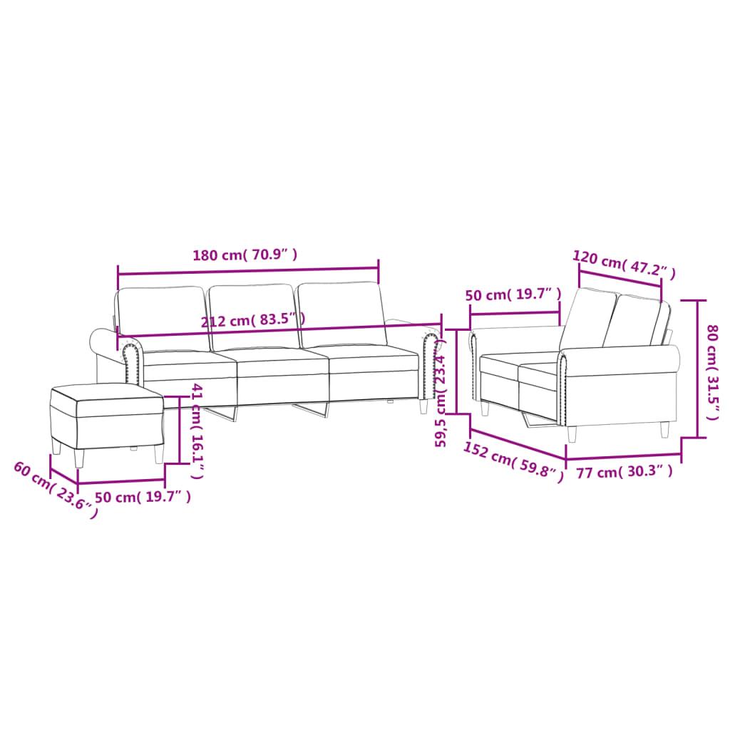 3 Piece Sofa Set with Cushions Dark Grey Velvet