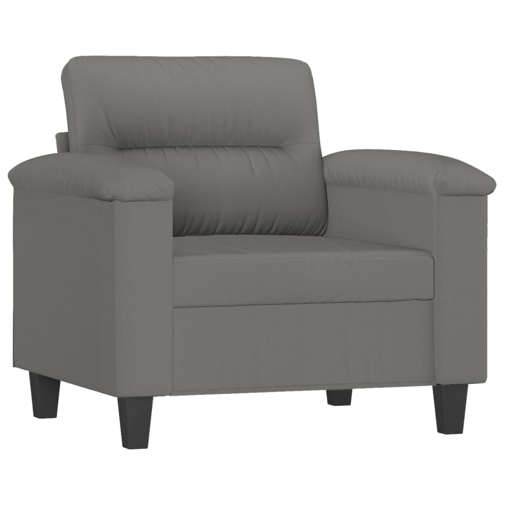 3 Piece Sofa Set with Pillows Dark Grey Microfibre Fabric