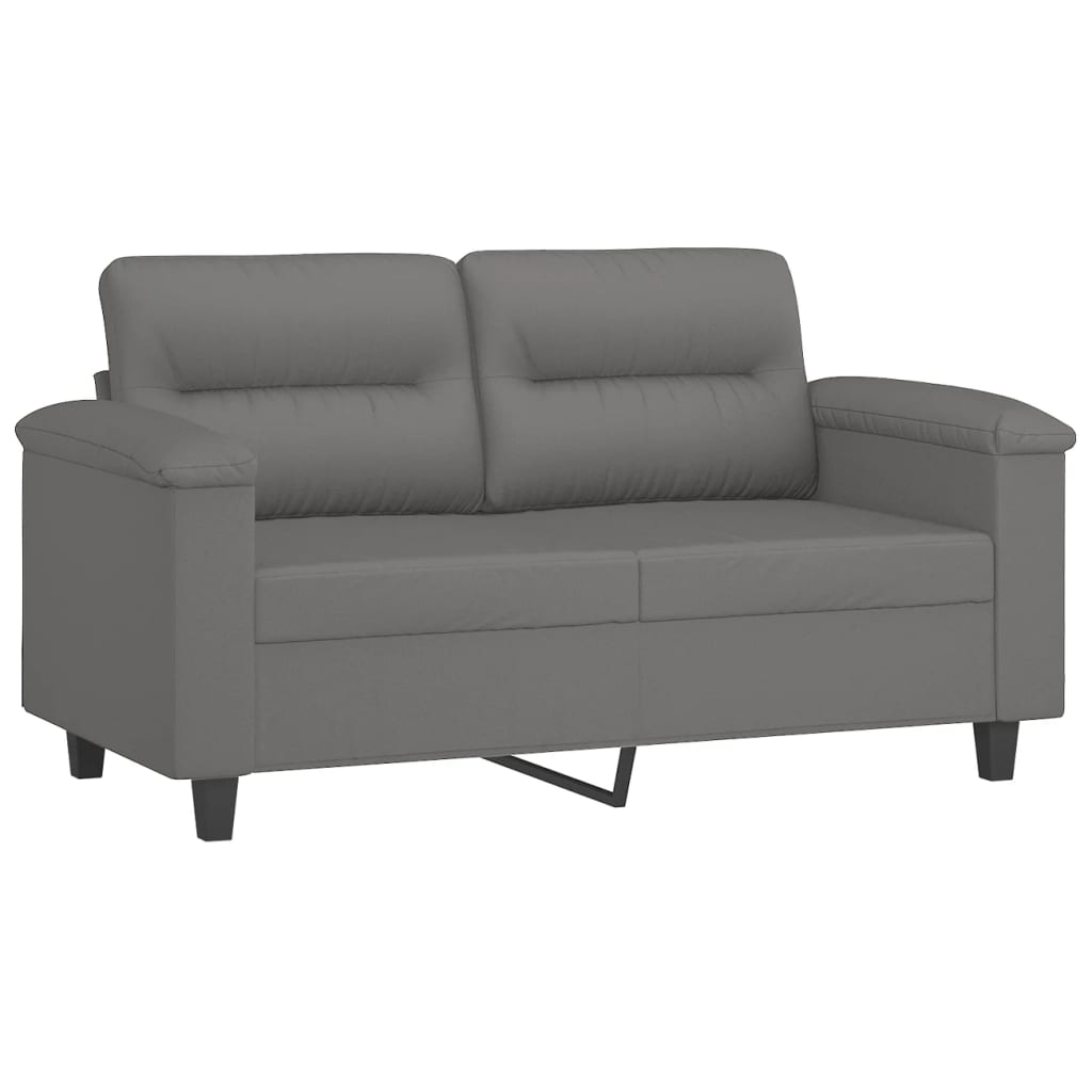 3 Piece Sofa Set with Pillows Dark Grey Microfibre Fabric