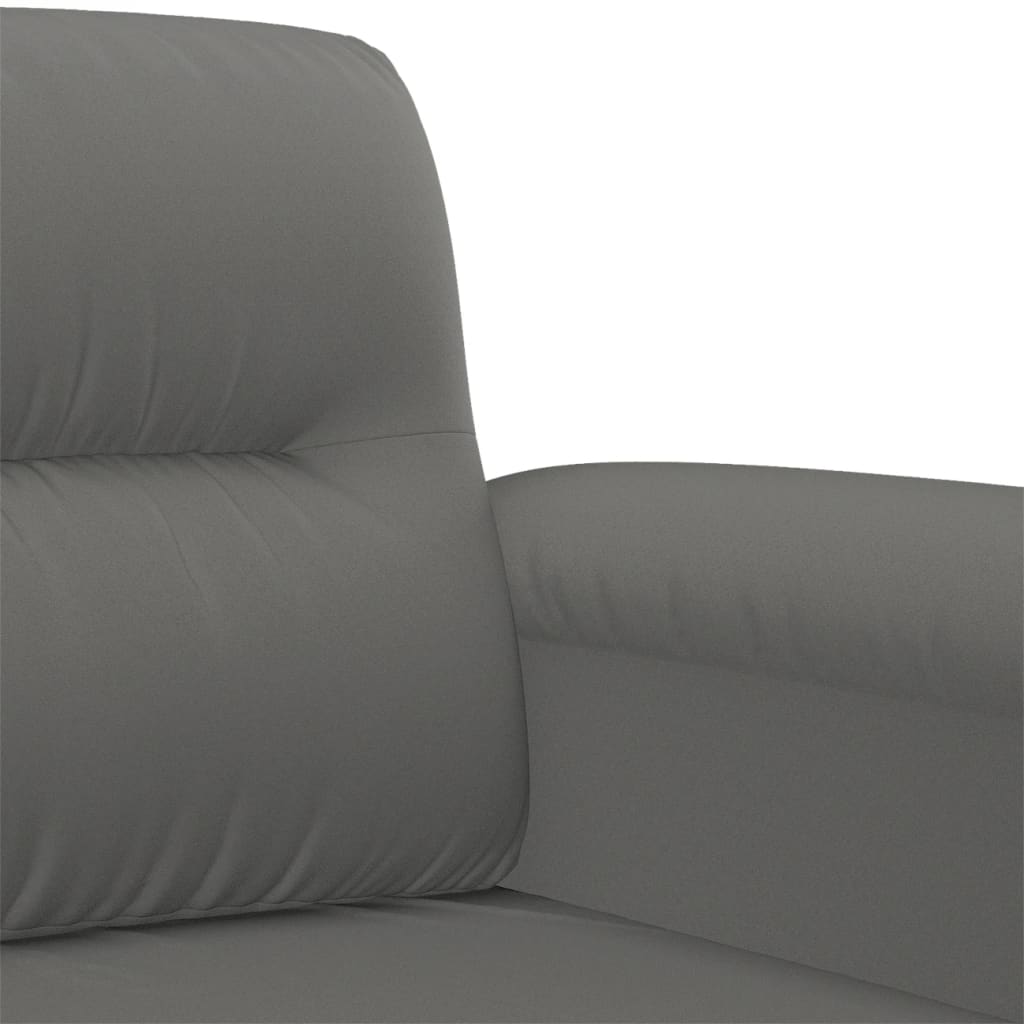 4 Piece Sofa Set with Pillows Dark Grey Microfibre Fabric