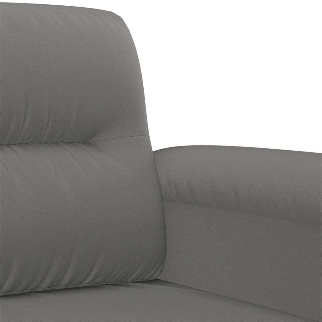 3 Piece Sofa Set with Pillows Dark Grey Microfibre Fabric