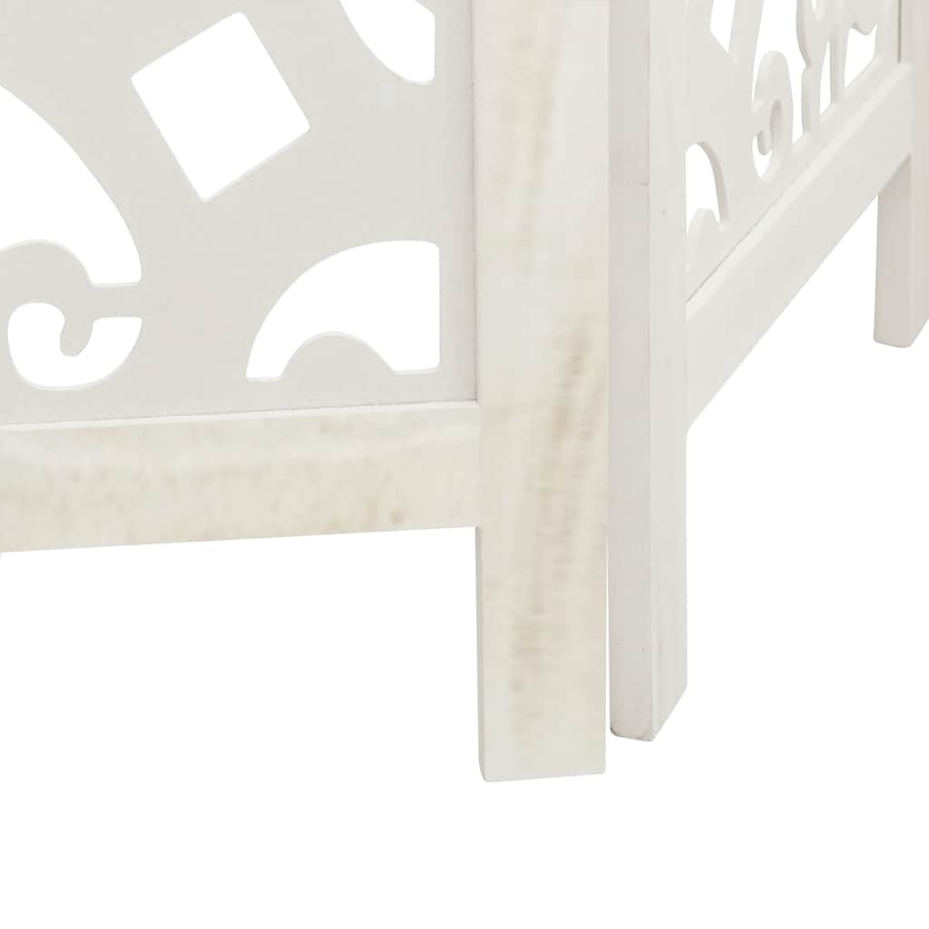 Room Divider 3 Panels White Solid Wood Paulownia