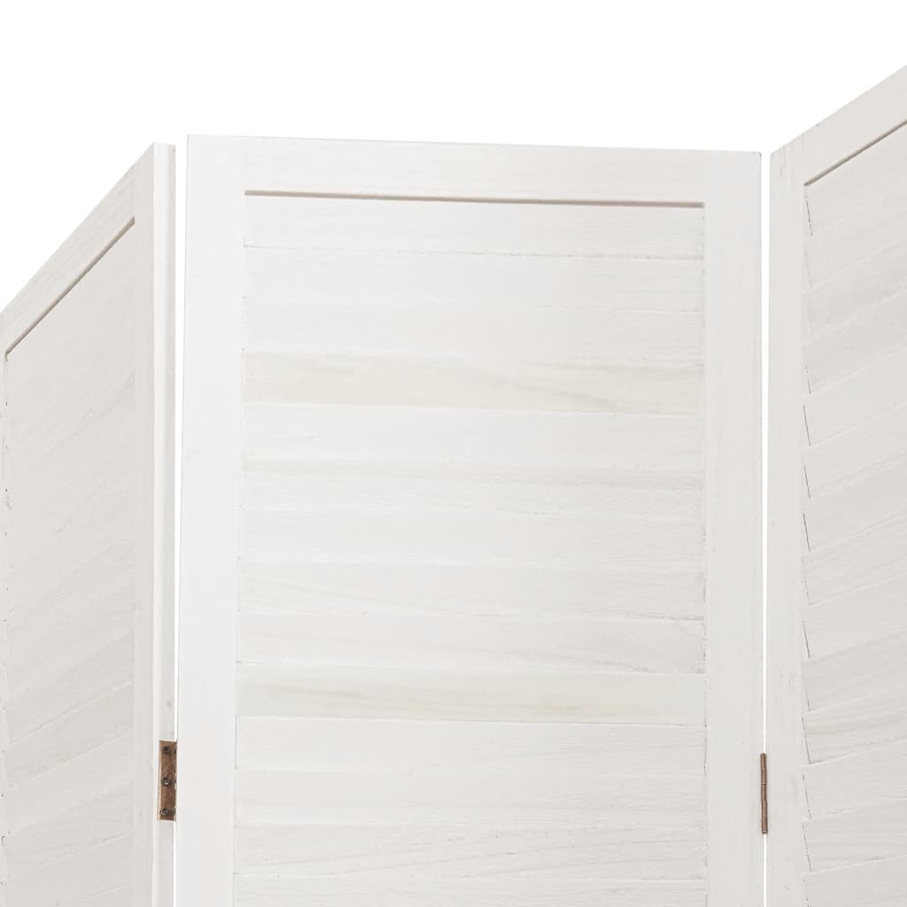 Room Divider 3 Panels White Solid Wood Paulownia