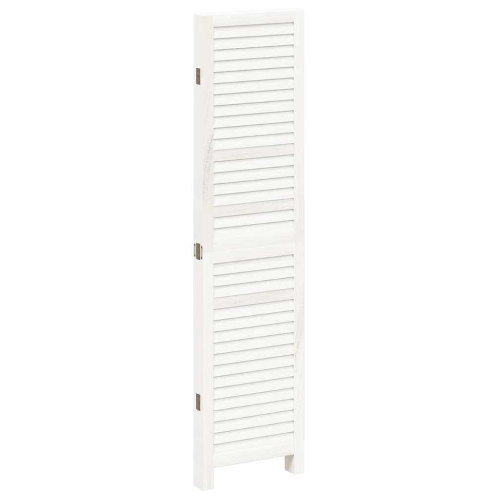 Room Divider 4 Panels White Solid Wood Paulownia