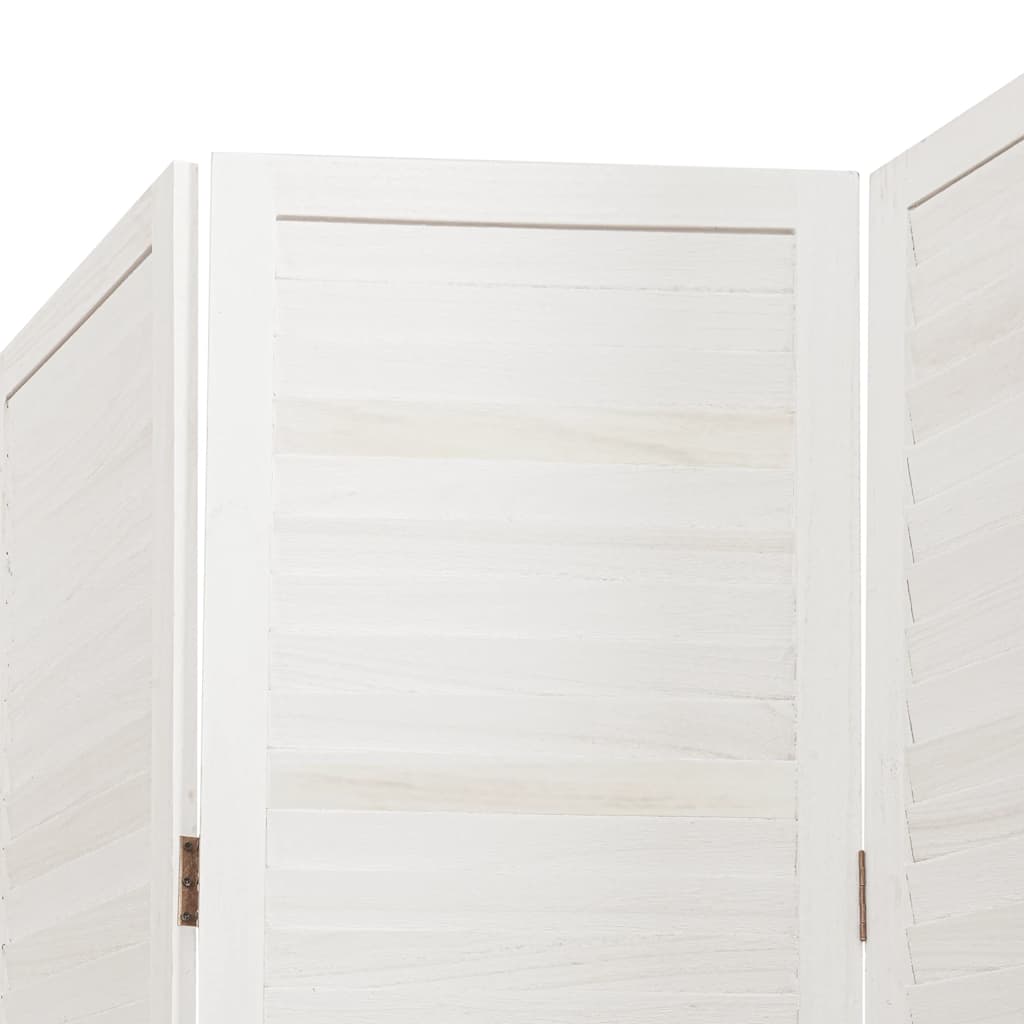 Room Divider 4 Panels White Solid Wood Paulownia