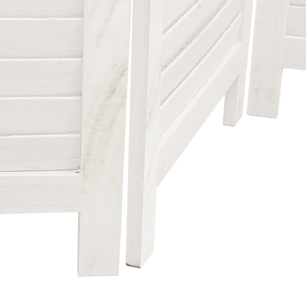 Room Divider 4 Panels White Solid Wood Paulownia