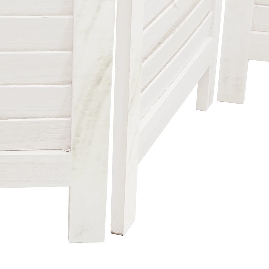 Room Divider 4 Panels White Solid Wood Paulownia