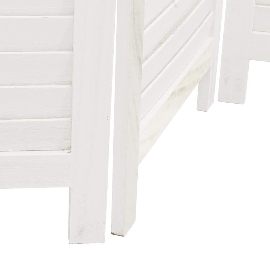 Room Divider 4 Panels White Solid Wood Paulownia