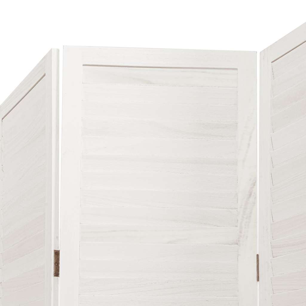 Room Divider 5 Panels White Solid Wood Paulownia