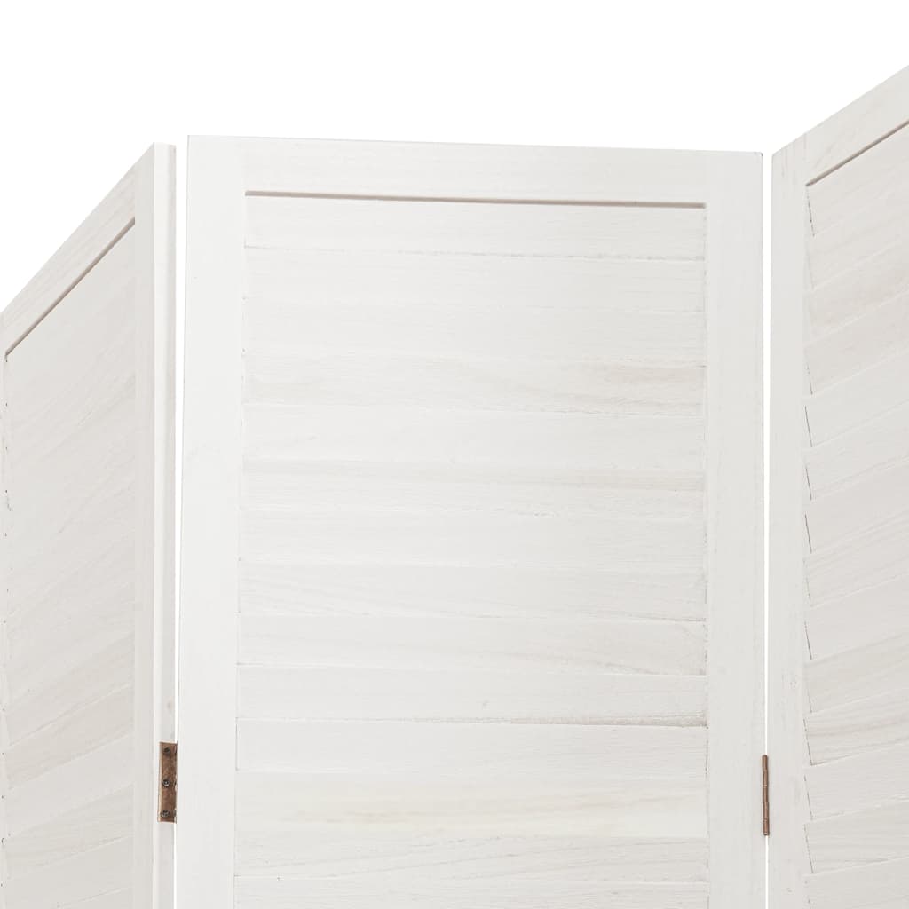 Room Divider 6 Panels White Solid Wood Paulownia