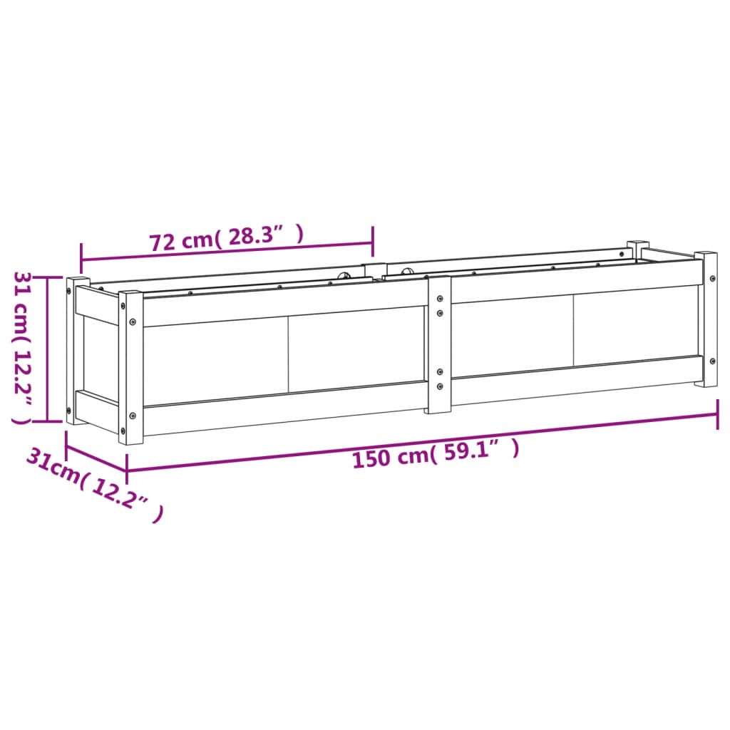 Garden Planters 2 pcs Solid Wood Pine