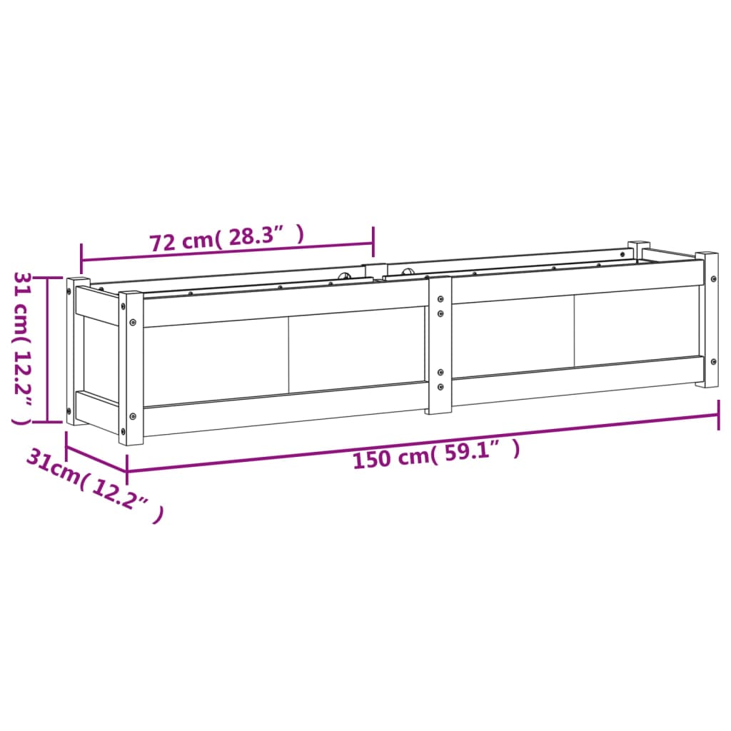 Garden Planters 2 pcs White Solid Wood Pine