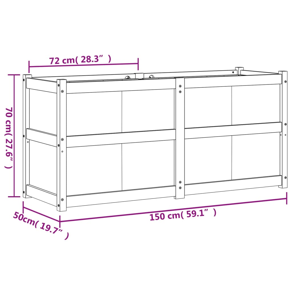 Garden Planter 150x50x70 cm Impregnated Wood Pine