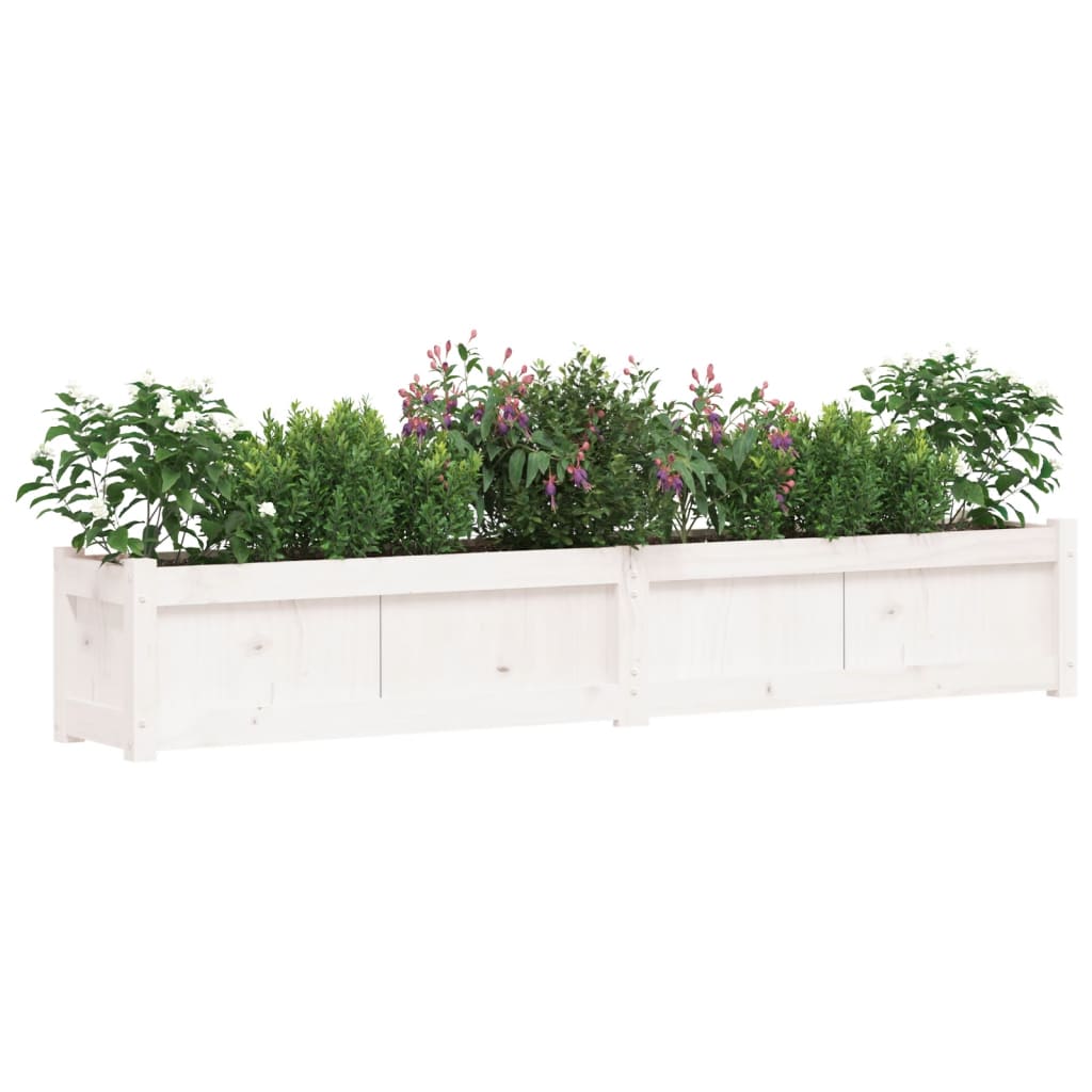 Garden Planters 2 pcs White Solid Wood Pine