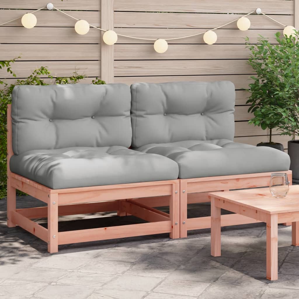 Garden Sofas Armless with Cushions 2 pcs Solid Wood Douglas