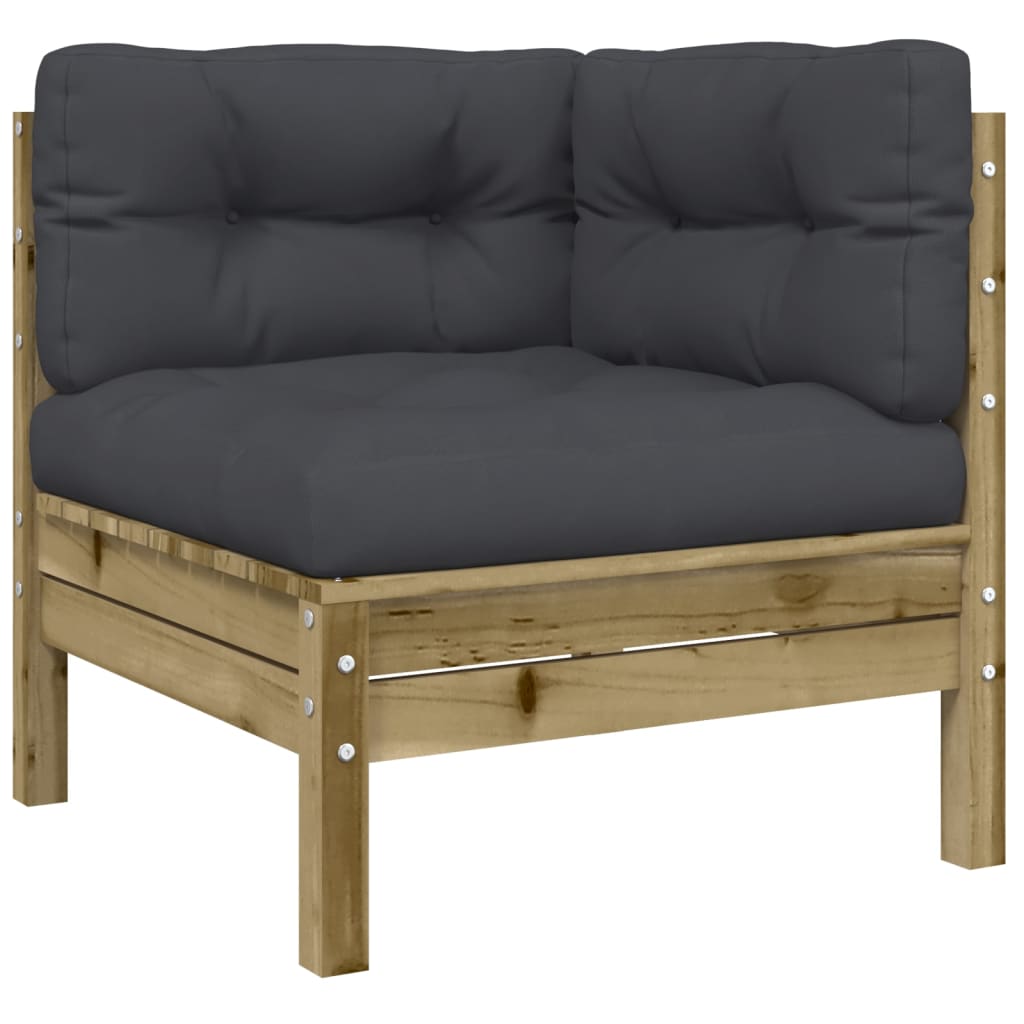 Garden Sofa Corner with Cushions Impregnated Wood Pine