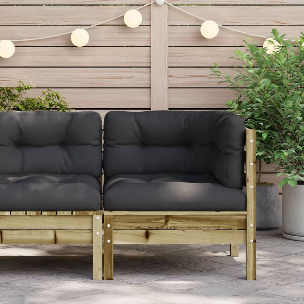 Garden Sofa Corner with Cushions Impregnated Wood Pine