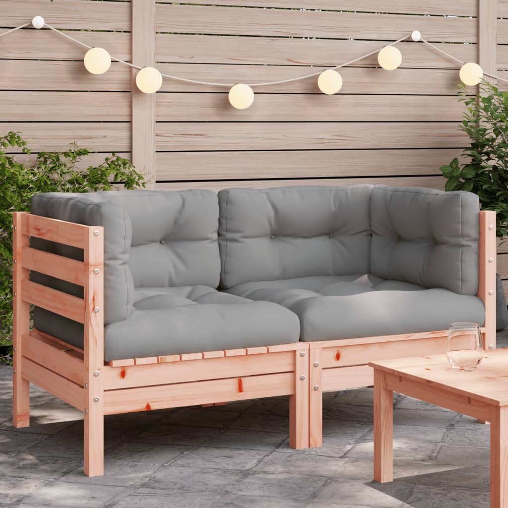 Garden Sofa Corner with Cushions 2 pcs Solid Wood Douglas