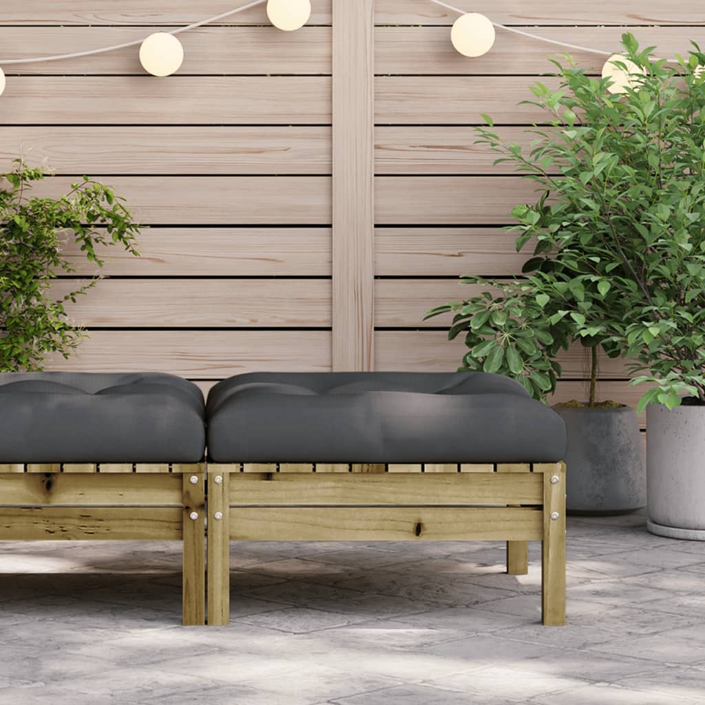 Garden Footstool with Cushion Impregnated Wood Pine