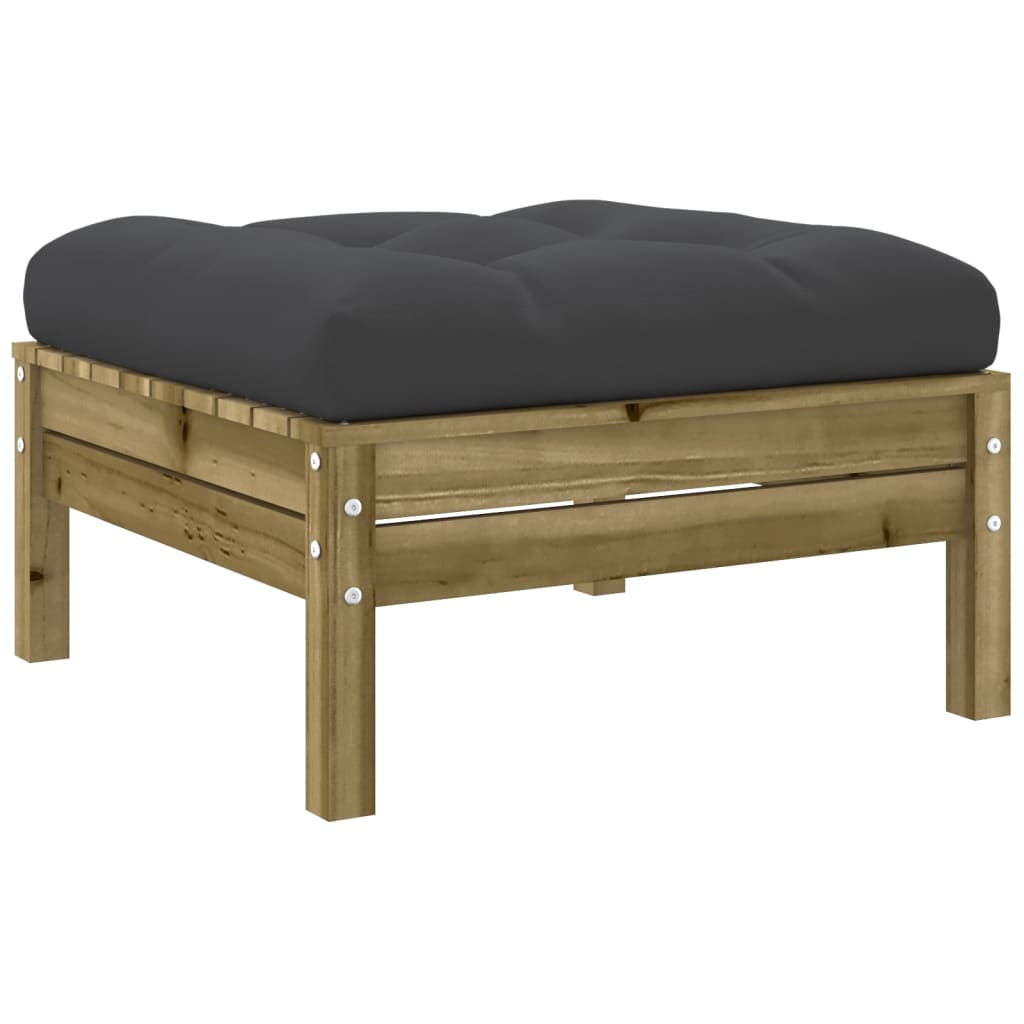 Garden Footstool with Cushion Impregnated Wood Pine