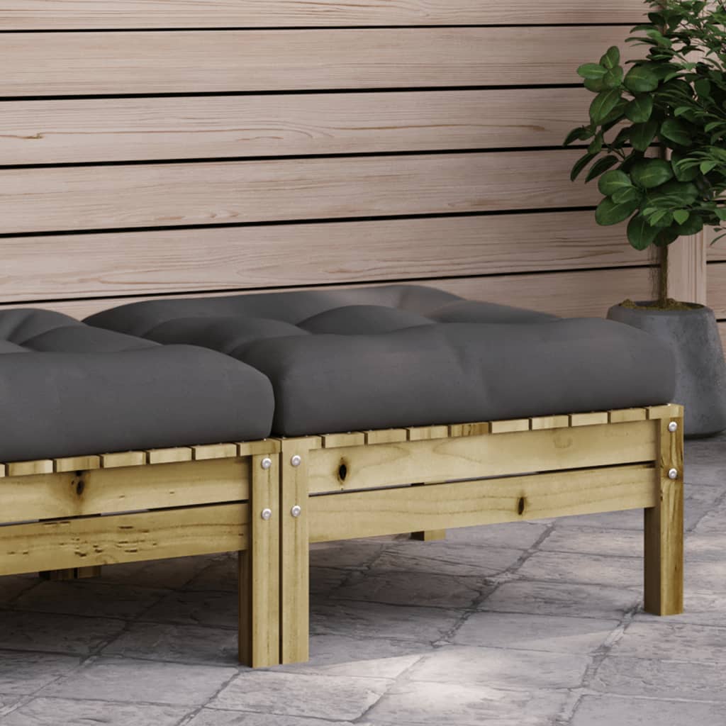 Garden Footstool with Cushion Impregnated Wood Pine