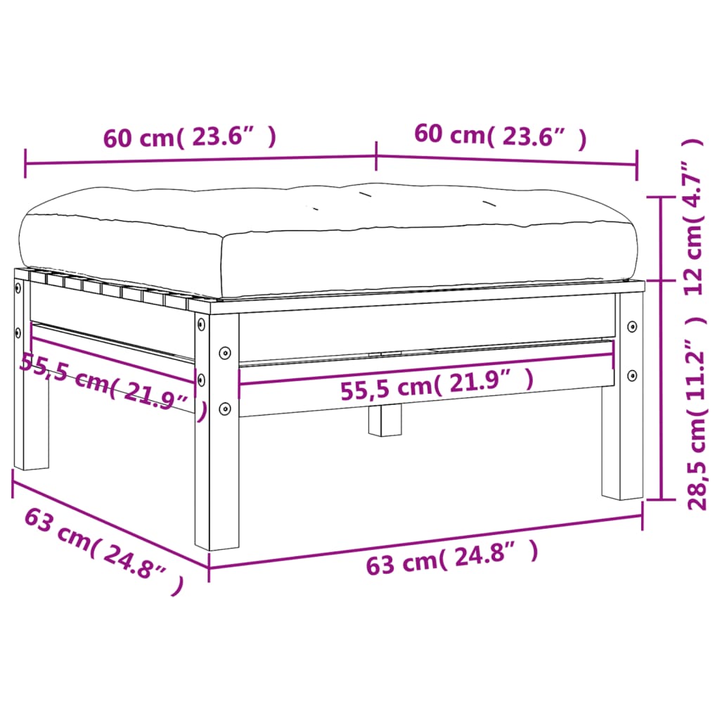 Garden Footstools with Cushions 2 pcs Solid Wood Douglas