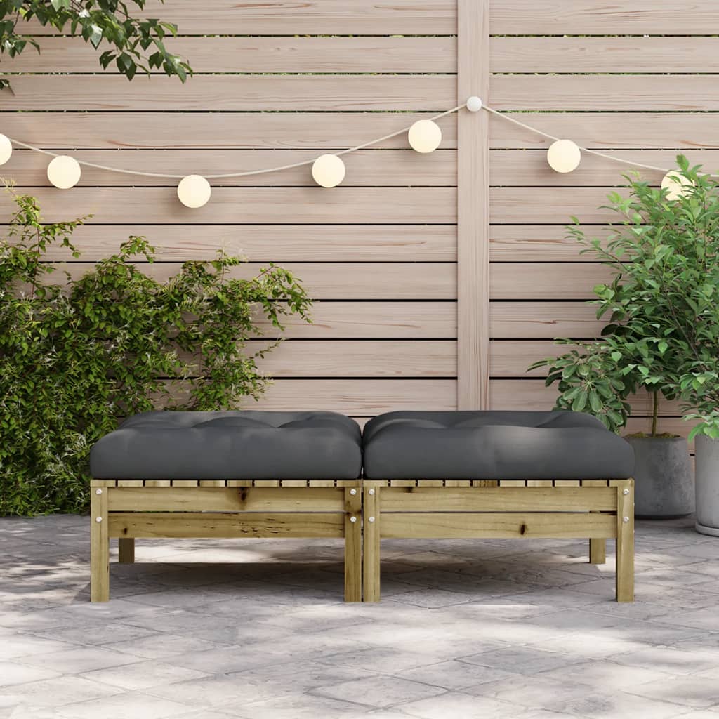 Garden Footstools with Cushions 2 pcs Impregnated Wood Pine